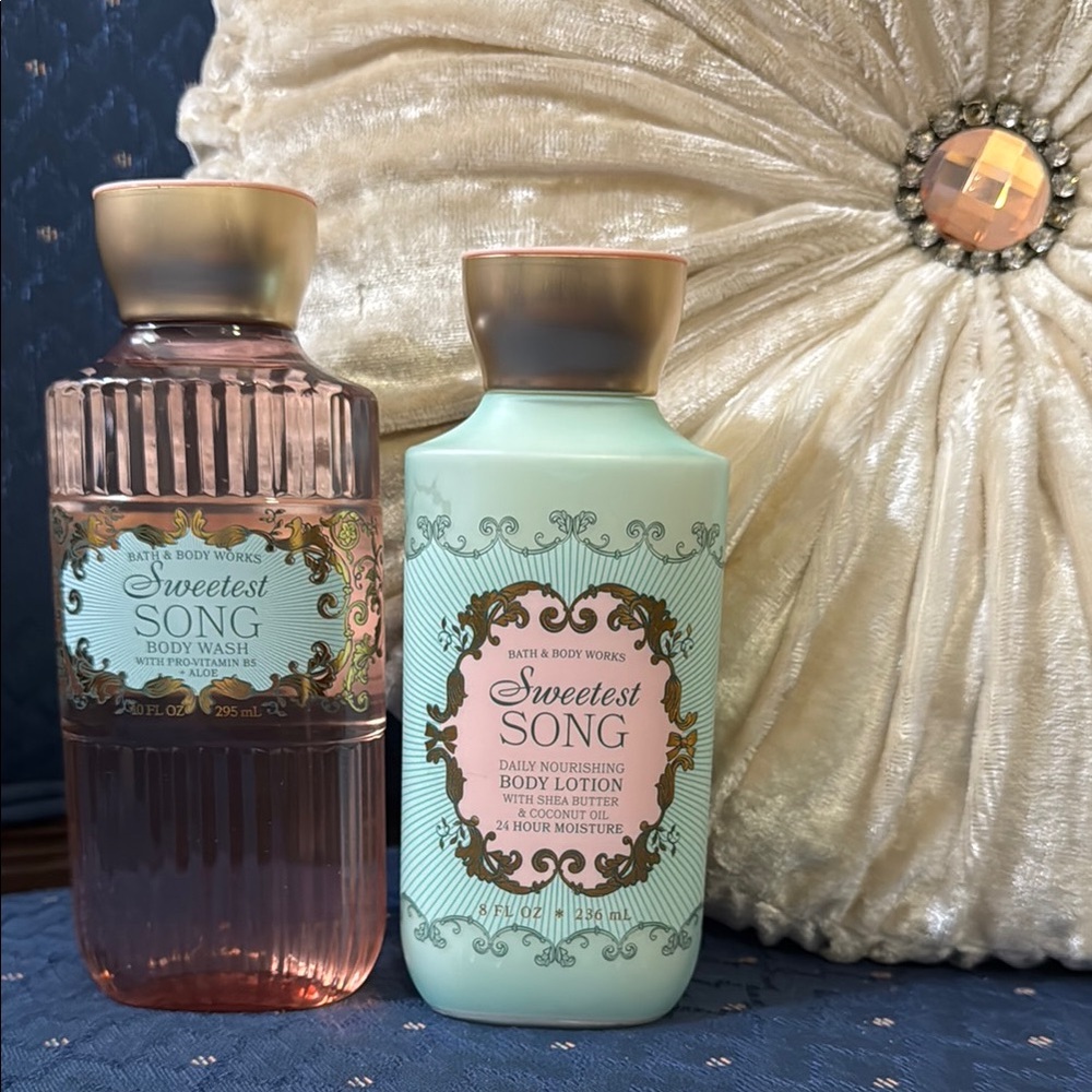 Bath & Body Works Sweetest Song Body Wash and Lotion - Pink and Mint